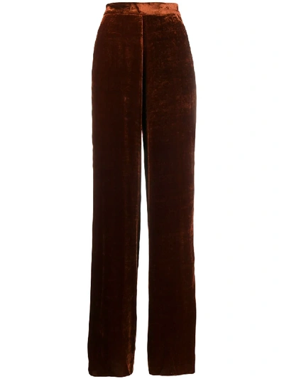 Etro Crushed Velvet Trousers In Brown