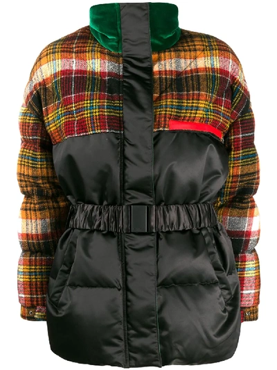 Etro Tartan Duck Down Puffer Jacket In Black