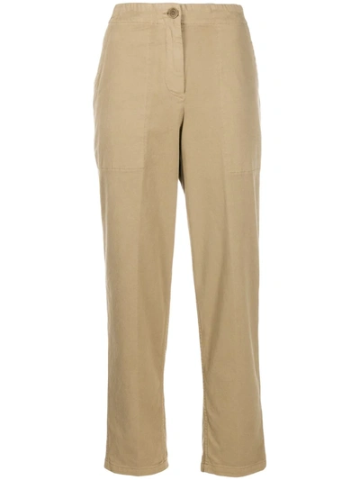 Aspesi Creased Cropped Trousers In Neutrals