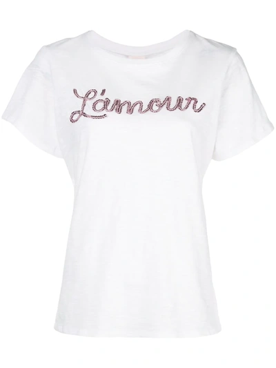 Cinq À Sept L'amour Embellished T-shirt In White