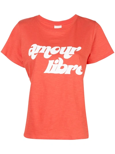 Cinq À Sept Amour Libre Print T-shirt In Orange