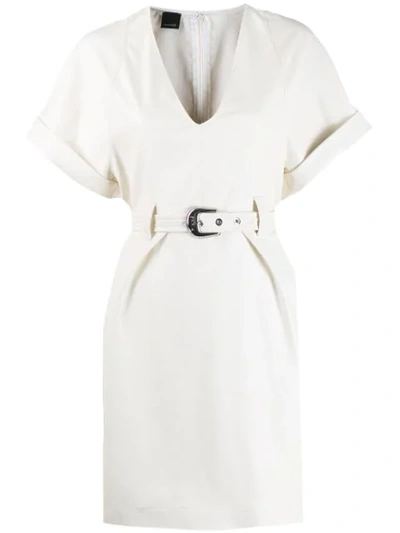 Pinko Belted Mini Dress In White