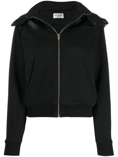 Saint Laurent Panelled Hooded Jacket In Black