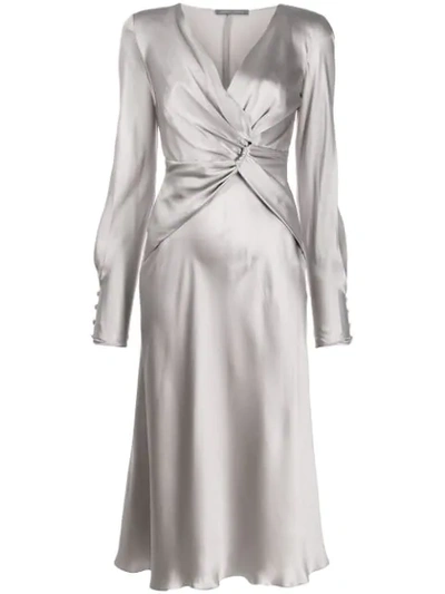 Alberta Ferretti Twist-front Dress In Grey