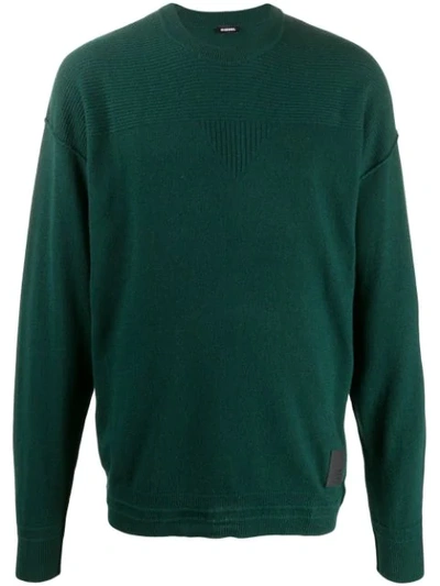 Diesel Finely Textured Knit Sweatshirt In Green