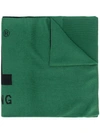 Diesel Jacquard-knit Logo Scarf In Green