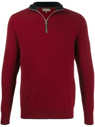 N•peal The Carnaby Half Zip Cashmere Sweater In Red