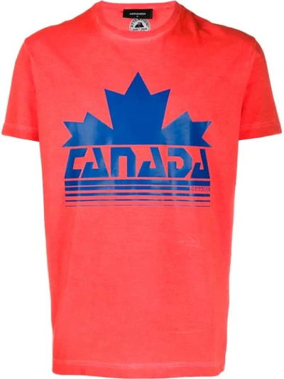 Dsquared2 Canada T-shirt In Orange