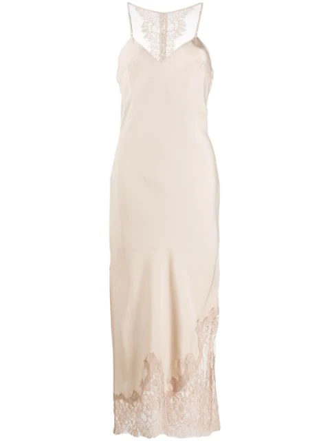 Gold Hawk Lace Trimmed Slip Dress In 71F Vanilla | ModeSens