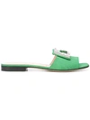 Gucci Crystal Embellished G Sandals In Green