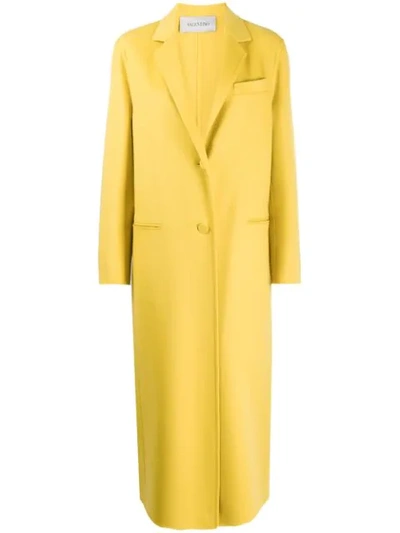 Valentino Single Breasted Overcoat In Yellow