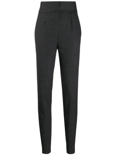 Dolce & Gabbana High-waisted Tapered Trousers In Grey