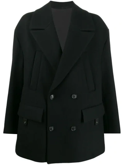 Juunj Oversized Double-breasted Coat In Black