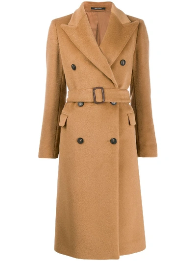 Tagliatore Wide Lapel Double-breasted Coat In A1370 Camel