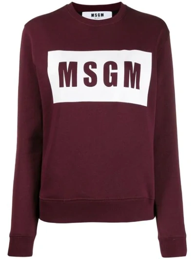 Msgm Logo Print Sweatshirt In Red