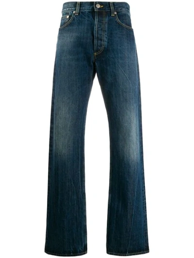Alexander Mcqueen Logo Embroidered Straight Leg Jeans In Blue