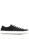 Maison Margiela Paint Splattered Tabi Sneakers In Black