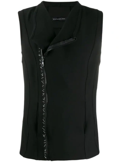 Alchemy Contrast Stitching Slim-fit Gilet In Black