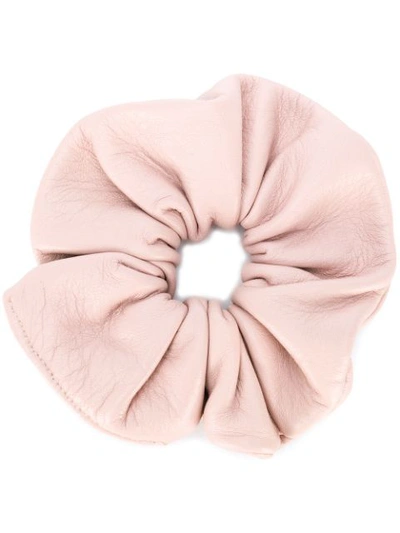 Manokhi Leather Hair Scrunchie In Pink