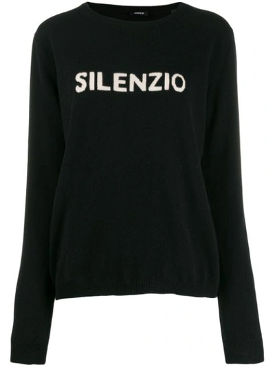 Aspesi Crew-neck Logo Sweater In Black