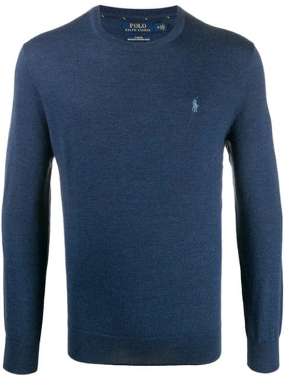Polo Ralph Lauren Embroidered Chest Logo Jumper In Blue