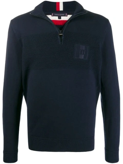 Tommy Hilfiger Logo Half-zip Sweater In Blue