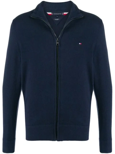 Tommy Hilfiger Logo Embroidered Cardigan In Blue