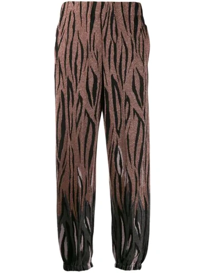 Circus Hotel Lurex Zebra-print Trousers In Brown