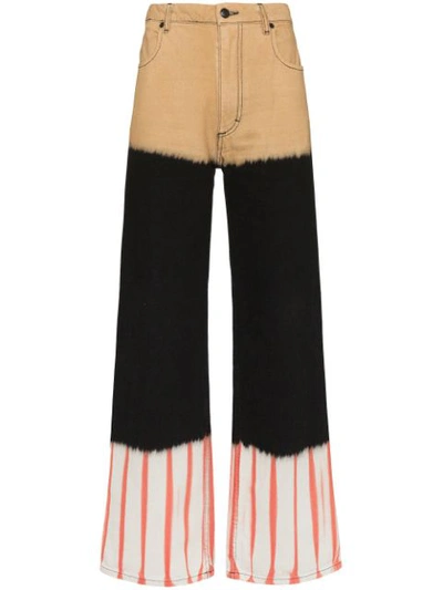 Eckhaus Latta Panelled Wide-leg Jeans In Neutrals