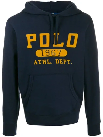 Polo Ralph Lauren Printed Logo Hoodie In Blue