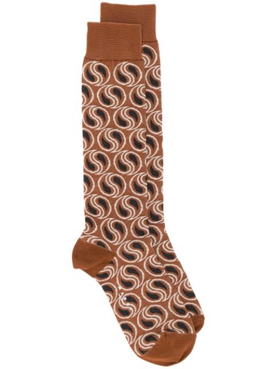 Marni Patterned Socks - Brown