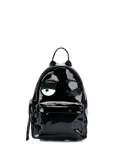 Chiara Ferragni Eye Appliqué Top Handle Zipped Backpack In Black