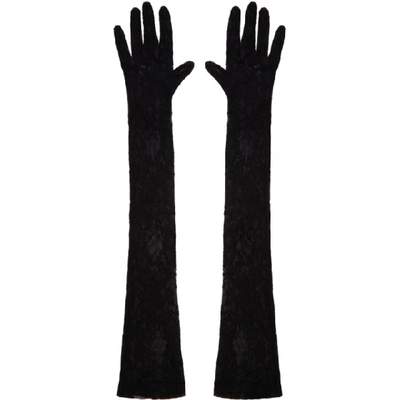 Gucci Black Tulle Gloves In 1000 Black