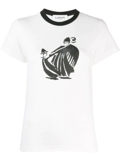 Lanvin Mother And Child Print T-shirt In White Black