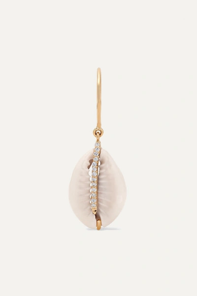 Pascale Monvoisin Cauri 9-karat Gold, Porcelain And Diamond Earring