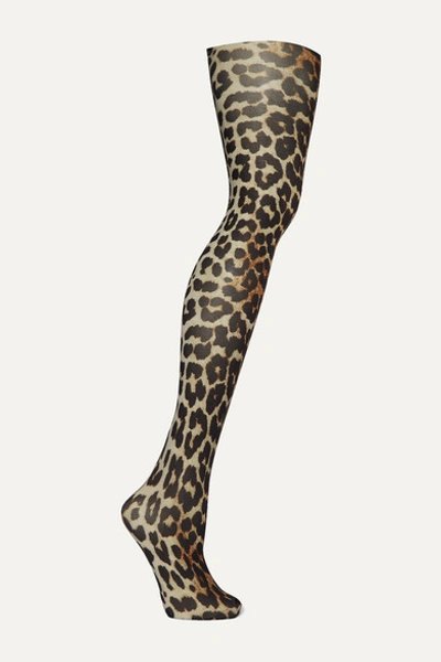 Ganni + Swedish Stockings Leopard-print 60 Denier Tights In Leopard Print
