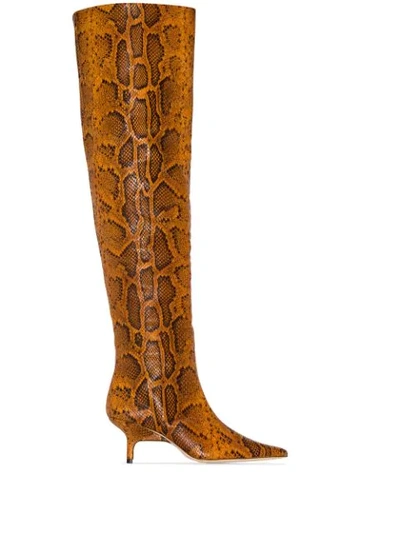 Rejina Pyo Ashley Snake-effect Leather Over-the-knee Boots In Orange