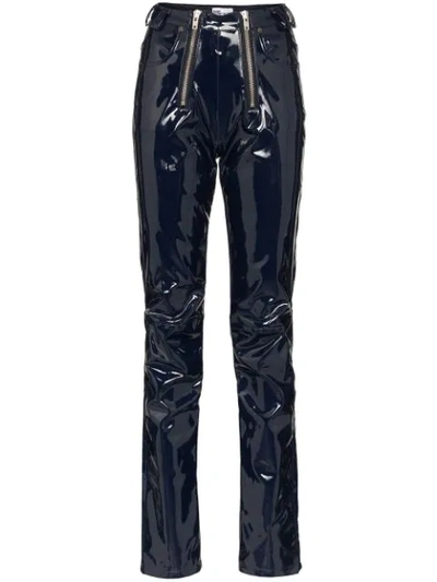 Gmbh Zip Detailed Straight Leg Trousers In Dark Blue