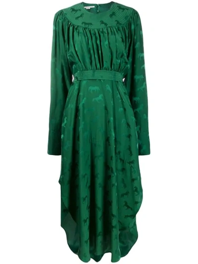 Stella Mccartney + Net Sustain Belted Jacquard Dress In Green