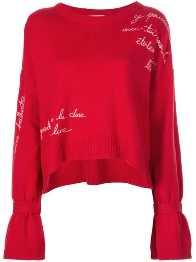 Cinq À Sept Josephine Embroidered Pullover In Red