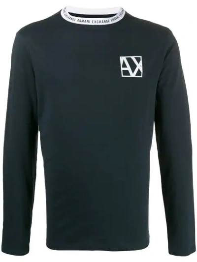 Armani Exchange Chest Logo Sweatshirt In Blue