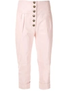 Andrea Bogosian Leather Cropped Trousers In Rose