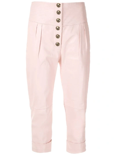 Andrea Bogosian Leather Cropped Trousers In Rose