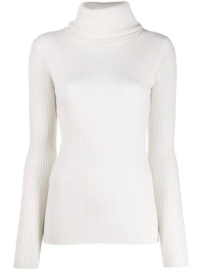 Pringle Of Scotland Ribbed Knit Turtleneck Sweater In Neutrals