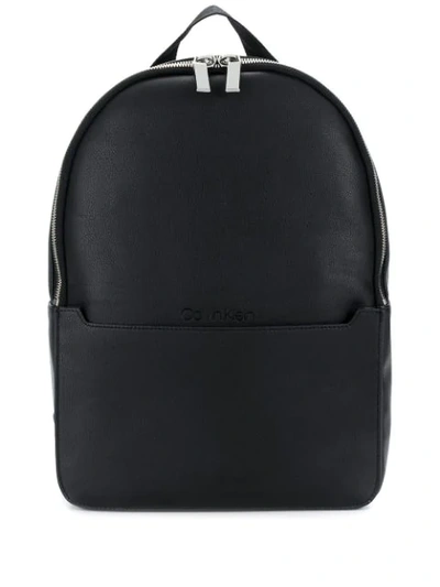 Calvin Klein Round Faux-leather Backpack In Black