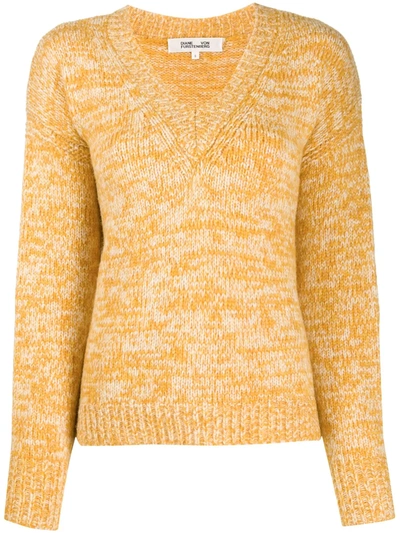 Diane Von Furstenberg Carmella V-neck Knit Sweater In Couch/ivor