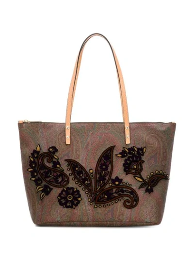 Etro Floral Embroidered Shoulder Bag In 0600