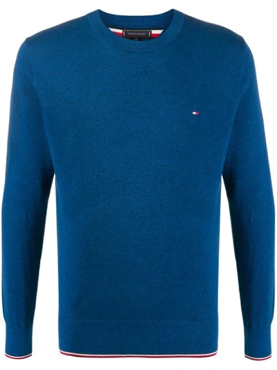 Tommy Hilfiger Logo Embroidered Sweater In Blue