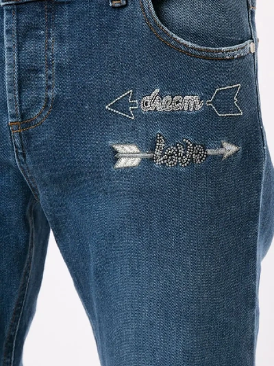 Red Valentino Embroidered Details Cropped Jeans In Blue