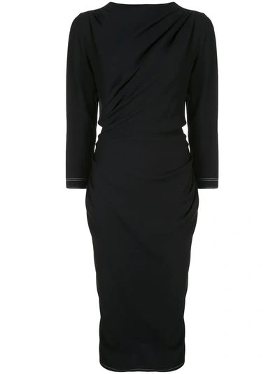 Marni Gathered Front Midi Dress In Black